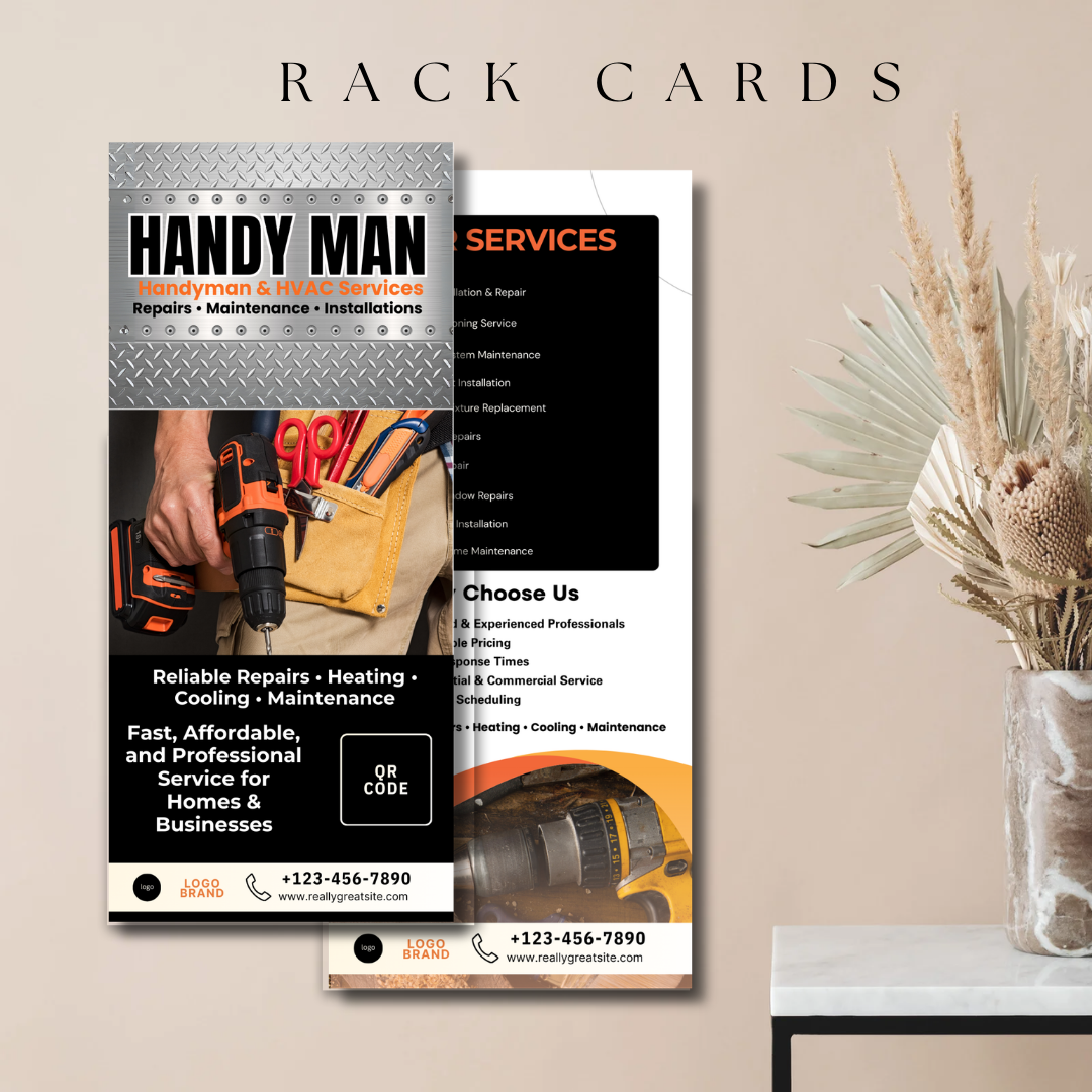 Handyman HVAC Marketing Bundle Canva Template | Flyer, Brochure, Tear Off Flyer, Business Card, Rack Card, Yard Sign, Instagram Post Editable Template