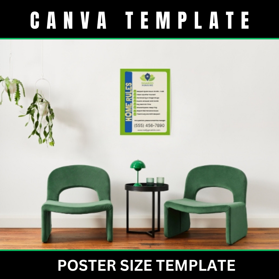 Shared Housing Policy Signs Printable | Independent Living House Rules Posters | Transitional Housing Program Wall Sign | Editable Canva Set