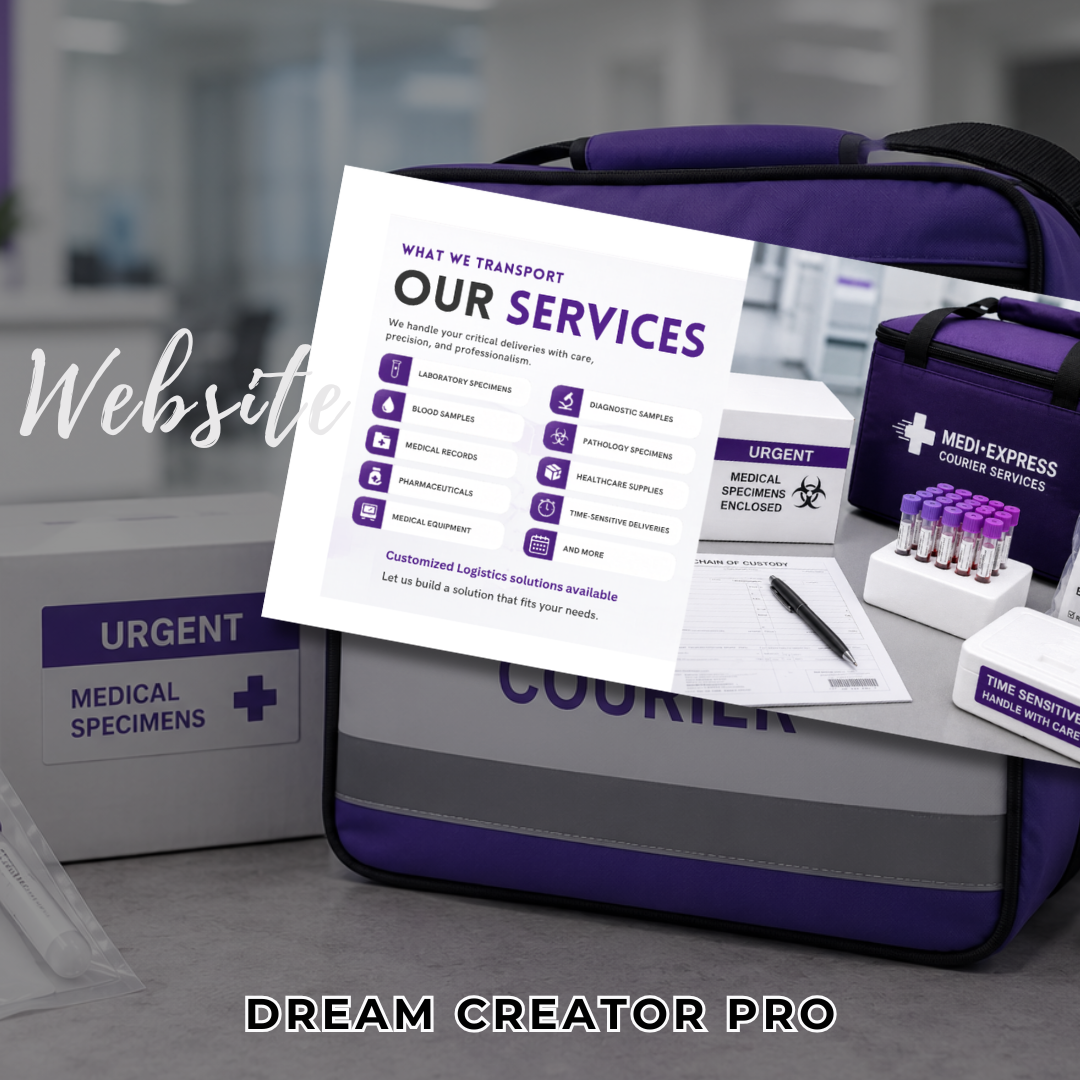 Medical Courier Website Template | Healthcare Logistics Canva Website | Specimen Transport Business Website | Editable Canva Design