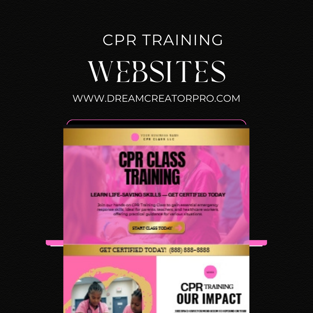 CPR Training Website Canva Template | CPR Class Website Design | First Aid & BLS Training Website | Editable Canva Website Template