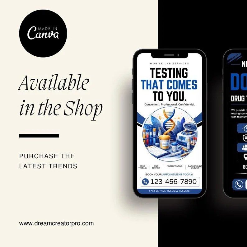 Mobile Lab Instagram Story Templates | Editable Healthcare Story Canva Bundle | Drug Testing DNA Fingerprinting Social Media Templates