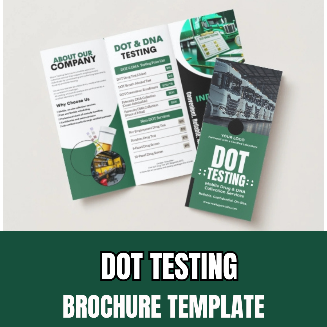 DOT Drug Testing Brochure Template | Mobile Drug & Alcohol Collection Services | Non-DOT Testing Flyer | Canva Editable Business Brochure (Copy)
