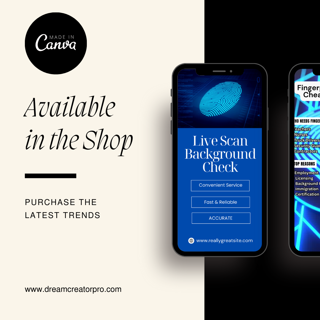 Fingerprinting Service Reels Templates | Live Scan & Ink Fingerprinting Instagram Reels | Background Check & Fingerprinting Marketing | Canva Editable