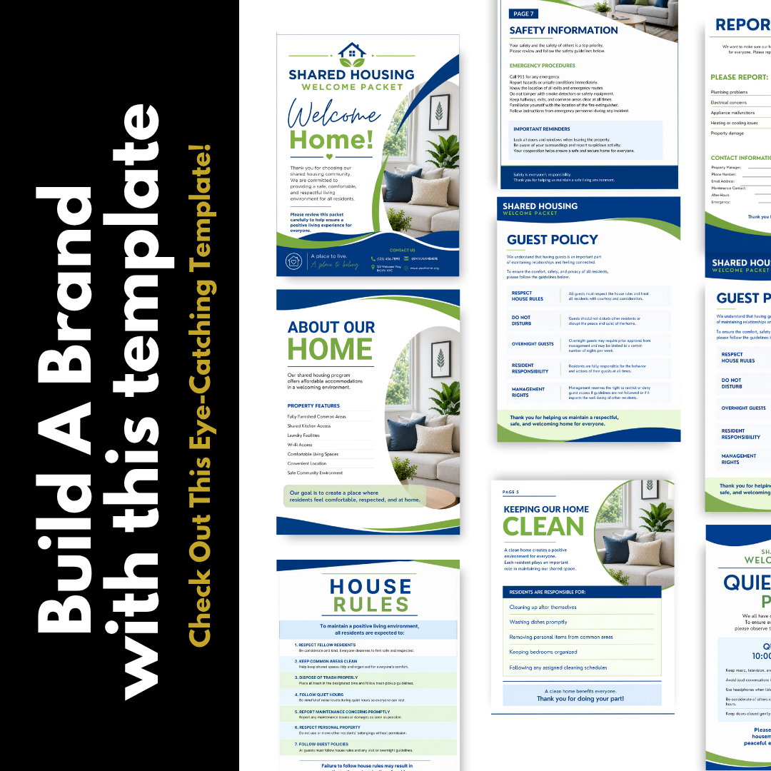 Shared Housing Welcome Packet Template Canva | Resident Handbook | Transitional Housing Forms | Group Home Welcome Guide | Housing Program (Copy)