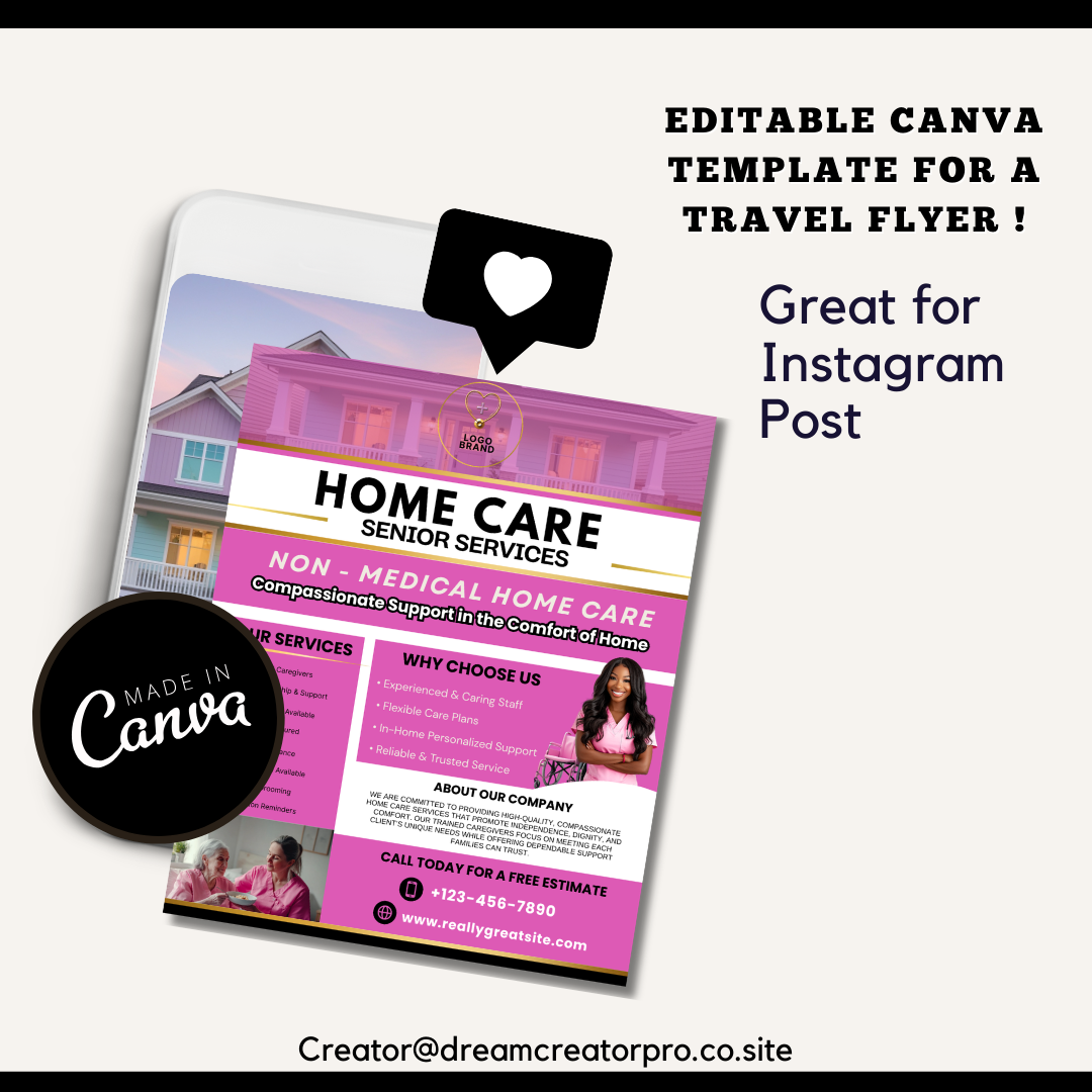 Home Care Service Flyer / DIY Home Care Service Flyer/ Canva Template 2026 / Medical Template / Medical flyer / Medical flyer Template / CNA