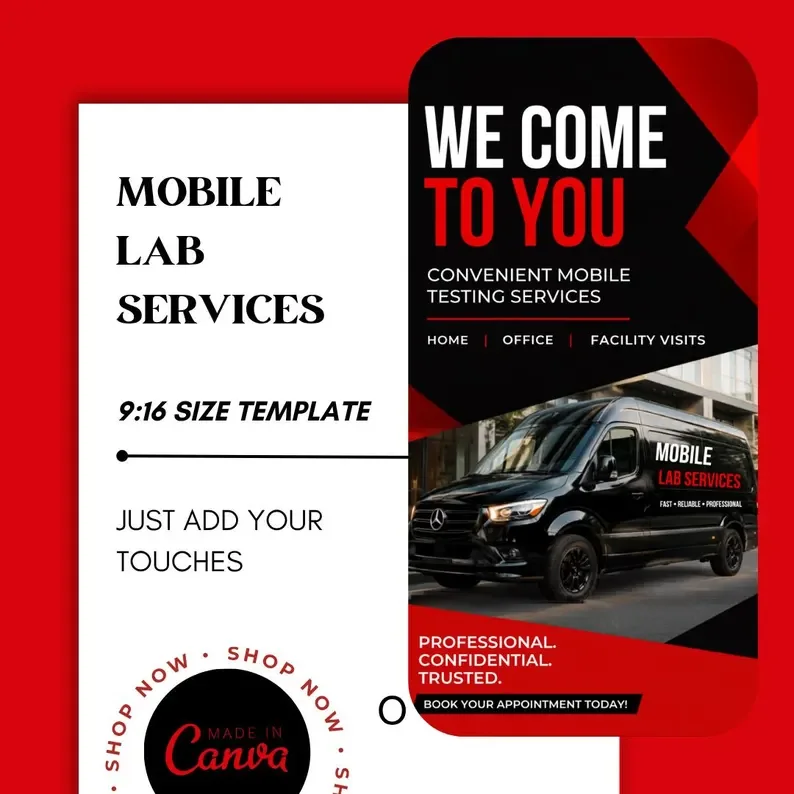 Mobile Lab Instagram Story Templates | Editable Healthcare Story Canva Bundle | Drug Testing DNA Fingerprinting Social Media Templates