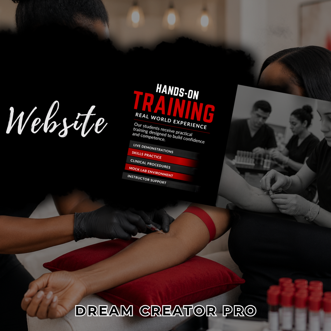 Phlebotomy Class Website Template | Medical Training School Canva Website | Healthcare Education Landing Page | Editable Website Design