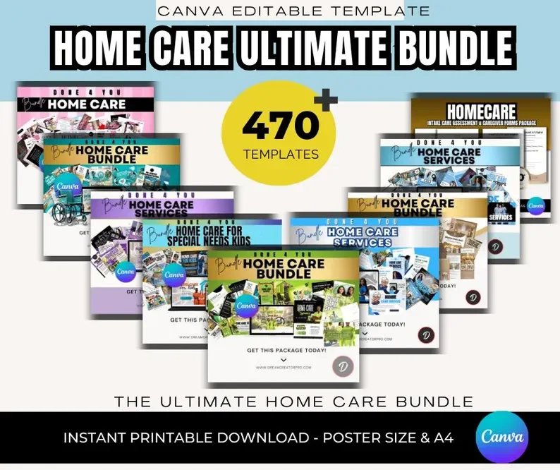 Ultimate Home Care Canva Template Bundle (470+ Editable Designs)
