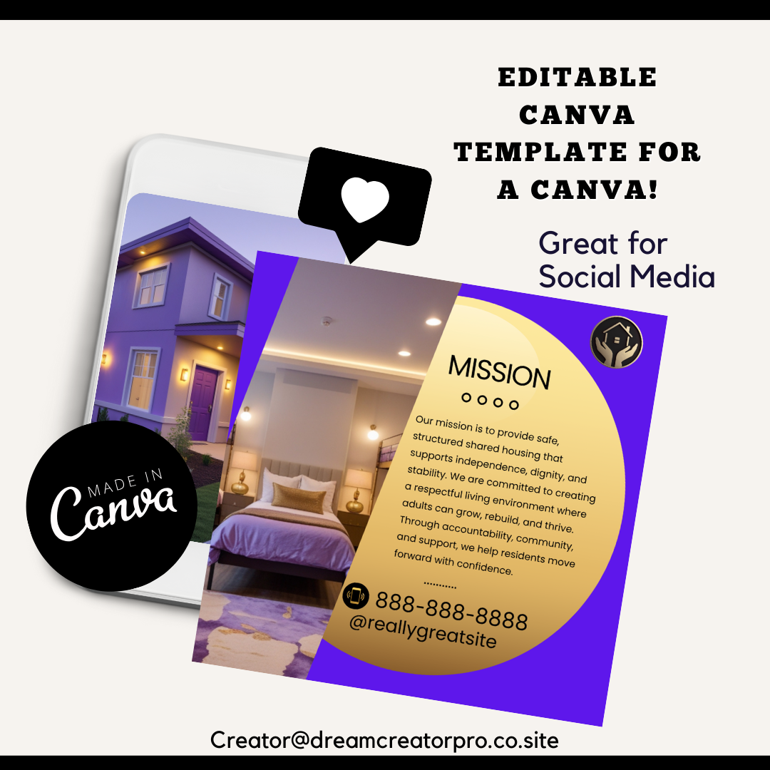 Shared Housing Flyer Template | Affordable Living Canva Flyer | Transitional Room Rental Ad | Editable Design / Bundle (Copy)