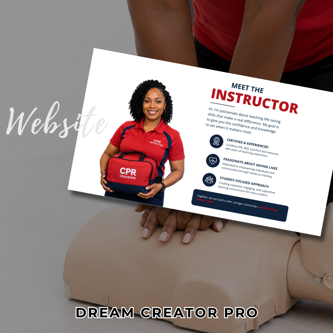 CPR Training Website Template Canva | CPR Class Landing Page | First Aid Website | AED Certification Business | Healthcare Instructor