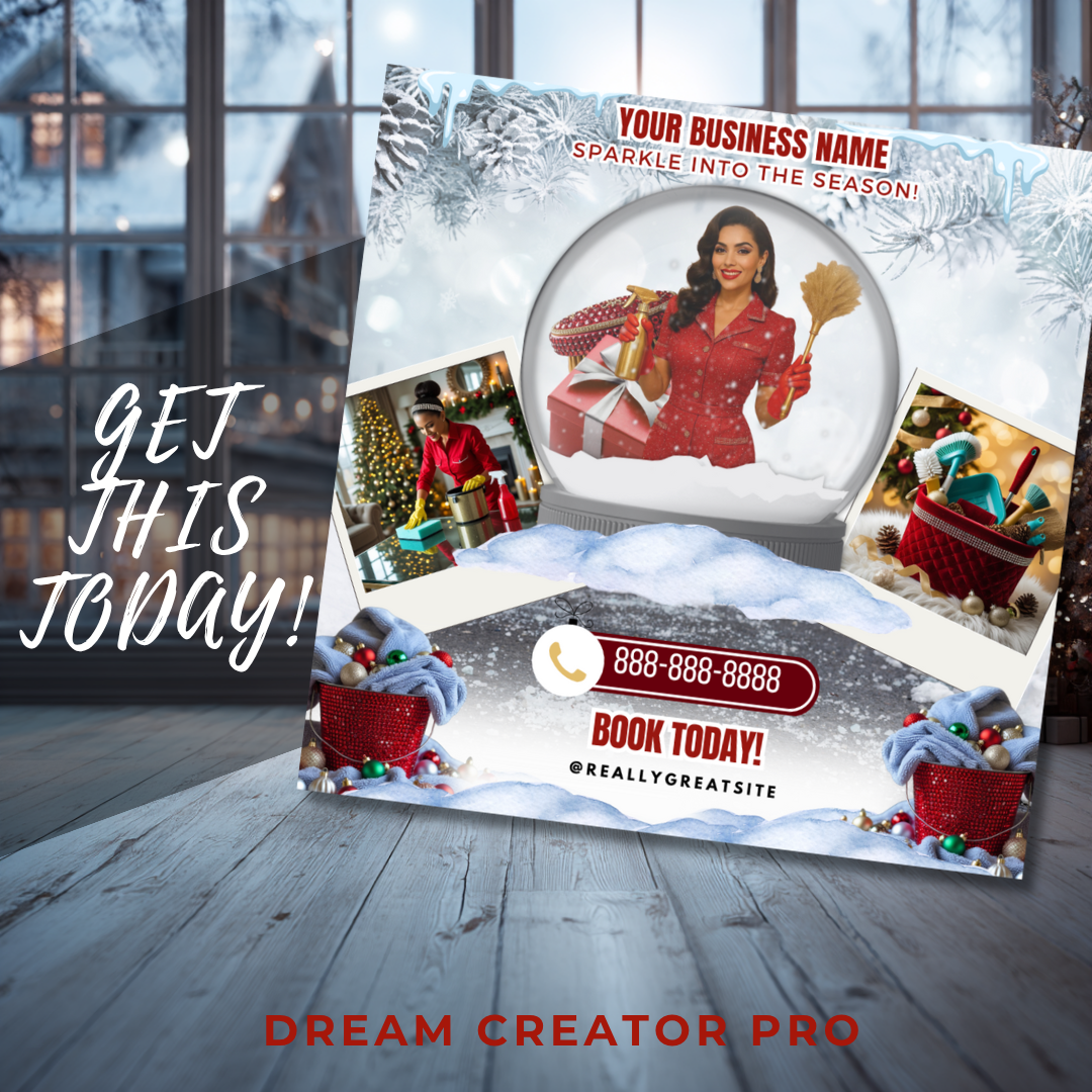 Holiday Christmas Service Instagram Post Bundle | 4 Editable Canva Templates | Cleaning, Beauty, Business & Seasonal Promo IG Flyers