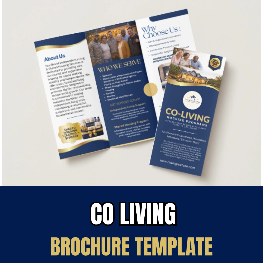 Transitional Housing Brochure Template Canva | Shared Housing Independent Living Marketing | Reentry (Copy)