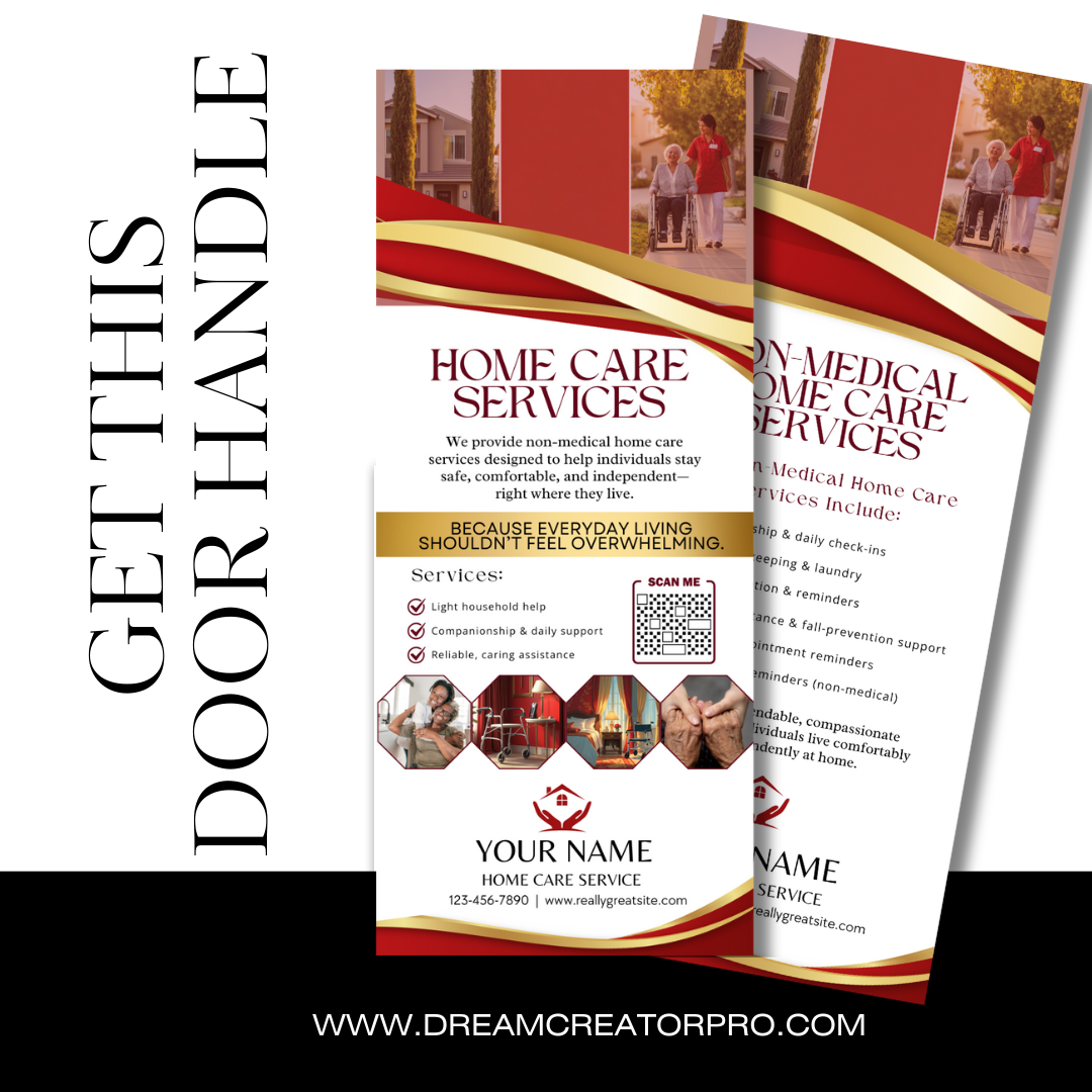 Home Care Service Rack Card / DIY Home Care Service Flyer/ Pink Home Care senior / Medical Template / Medical / Home Care / CNA / Printable