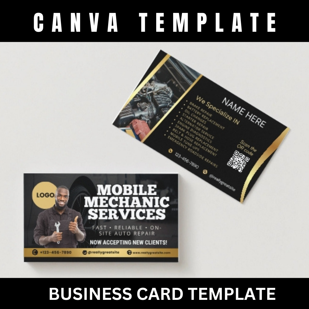 Mobile Mechanic Canva Template Bundle | Flyer Brochure Tear Off Flyer Business Card Rack Card Yard Sign Instagram Auto Repair Marketing Kit