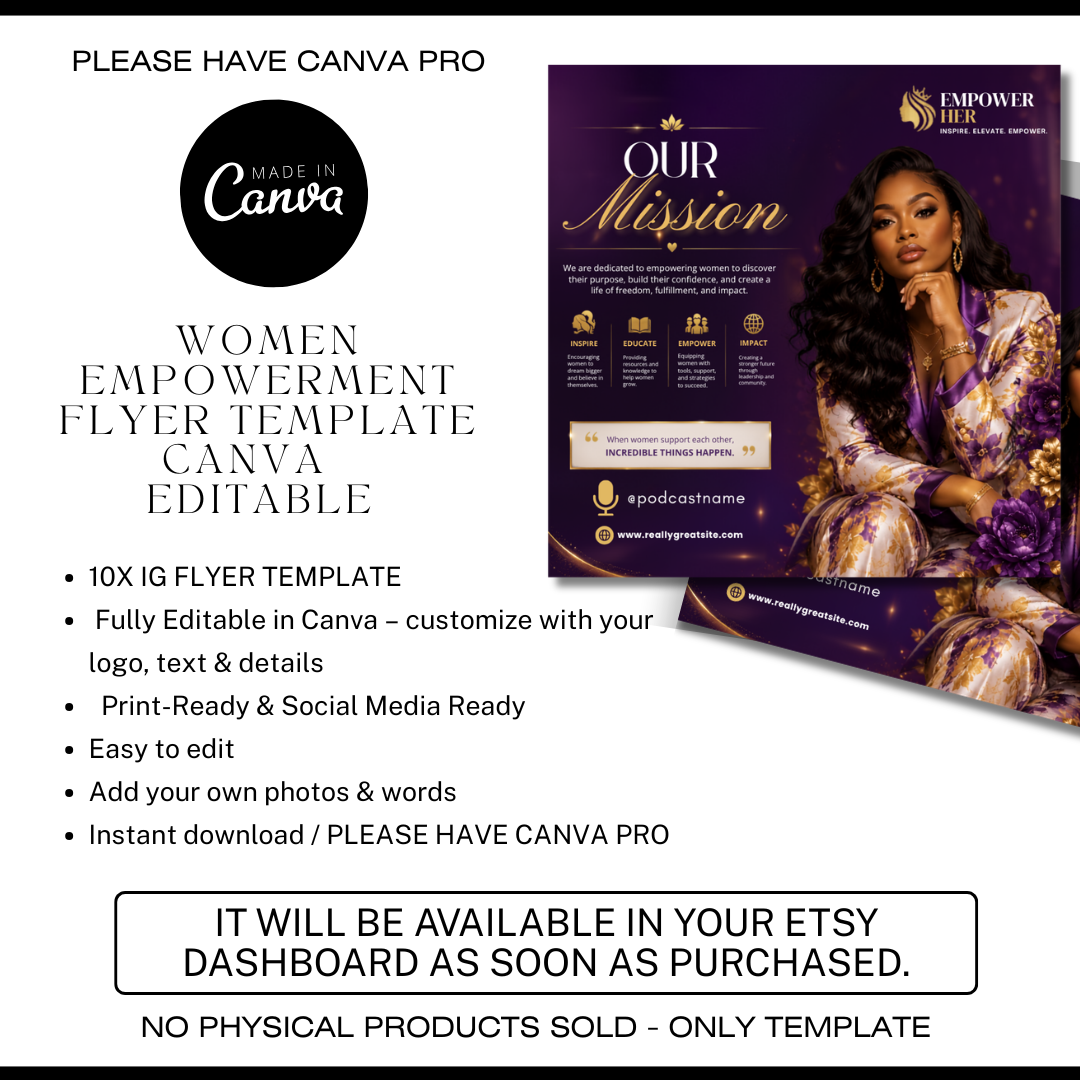 Women Empowerment Canva Instagram Templates | 10 Editable Social Media Posts