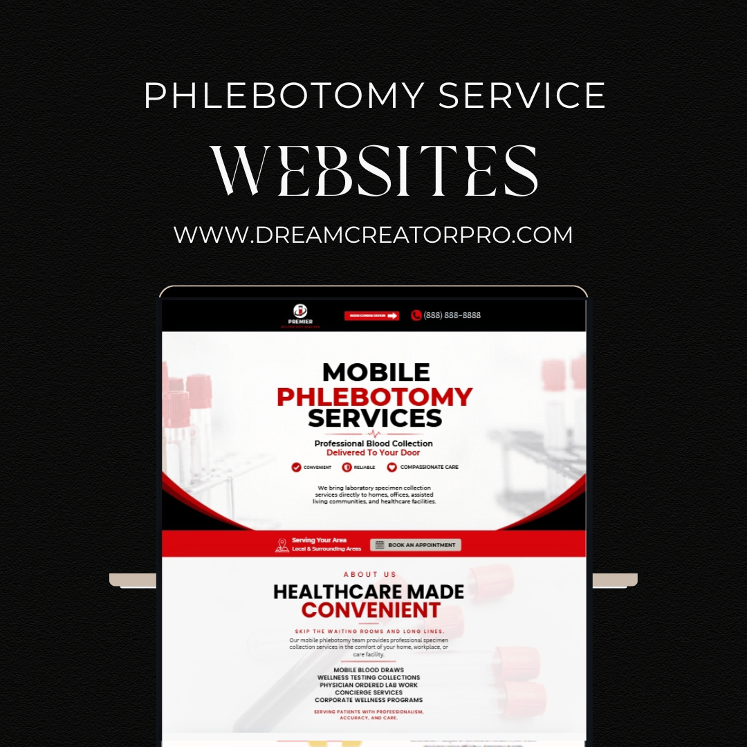 Phlebotomy Website Canva Template | Mobile Blood Collection Business Website | Healthcare Service Website Design | Editable Landing Page
