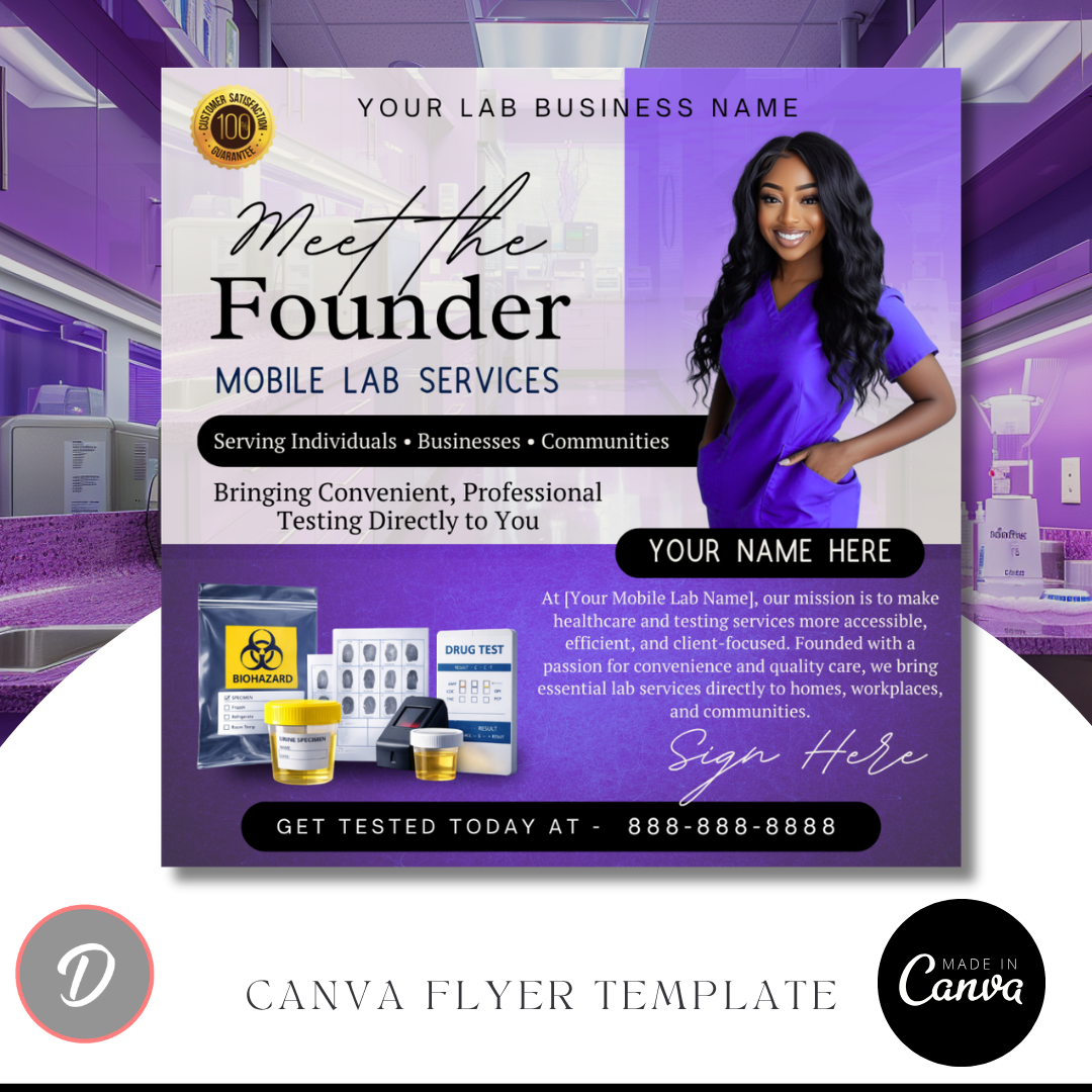 Mobile Lab Meet The Founder Service Flyer / DIY Medical Mobile Lab Service Flyer/ Mobile Lab Concierge / Meet The Ceo / Medical flyer (Copy)
