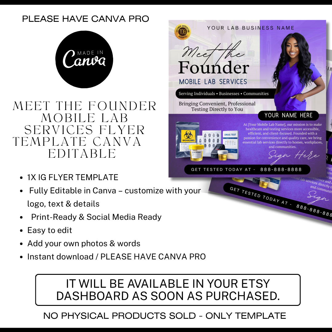 Mobile Lab Meet The Founder Service Flyer / DIY Medical Mobile Lab Service Flyer/ Mobile Lab Concierge / Meet The Ceo / Medical flyer (Copy)