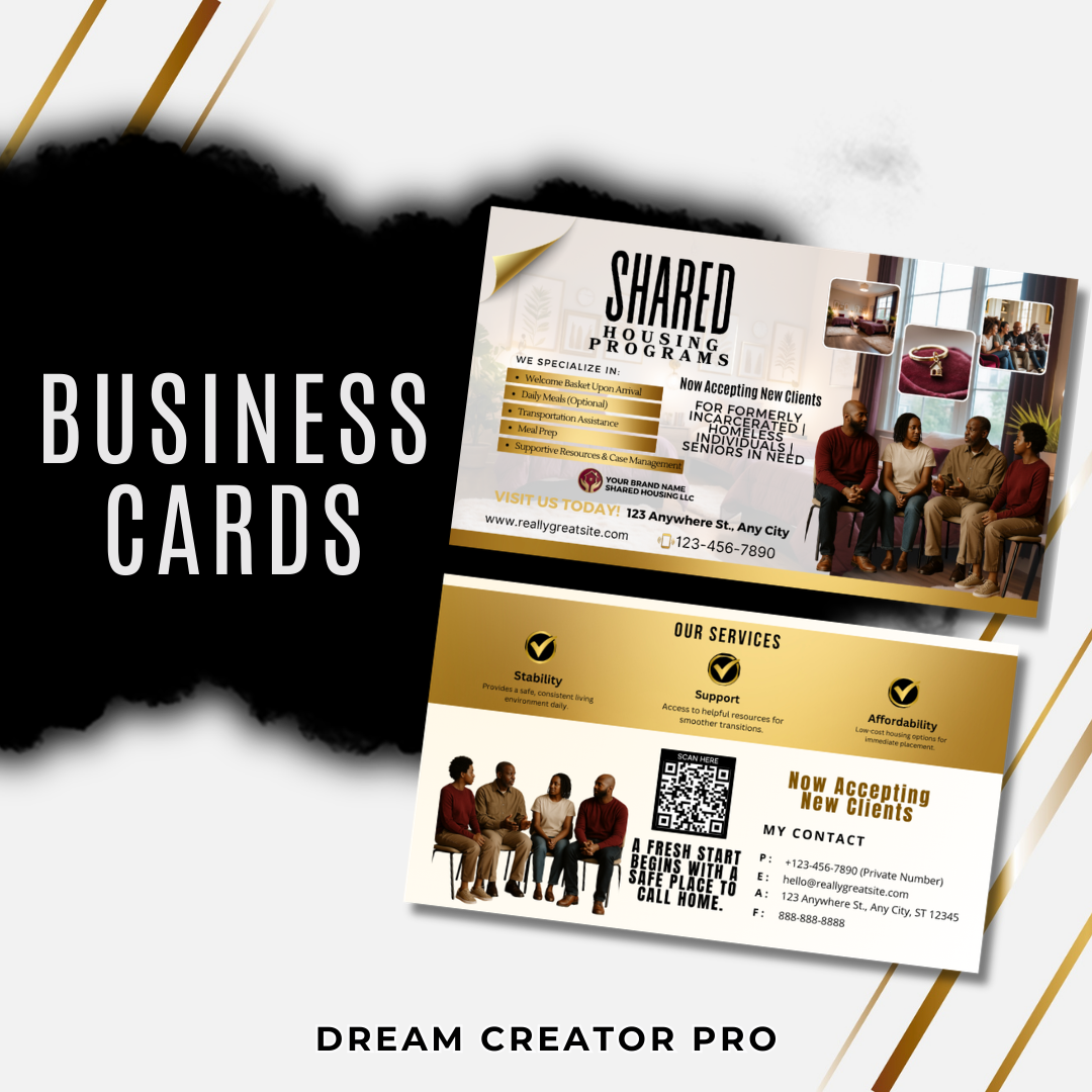 Shared Housing Canva Template Bundle | Reentry & Transitional Housing Marketing Kit | Flyers, Yard Sign, Rack Card, Brochure Banner Set