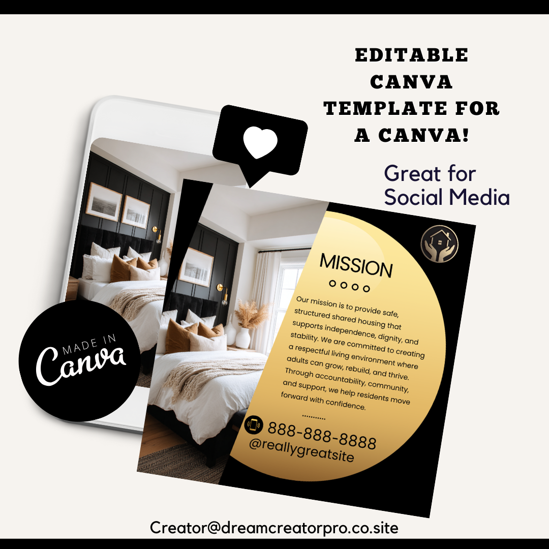 Shared Housing Flyer Template | Affordable Living Canva Flyer | Transitional Room Rental Ad | Editable Design / Bundle