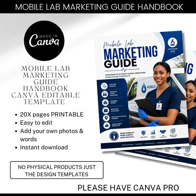 Mobile Lab Marketing Guide Canva Template | Phlebotomy Business Ebook | Mobile Lab Startup Guide | Healthcare Marketing Strategy Workbook