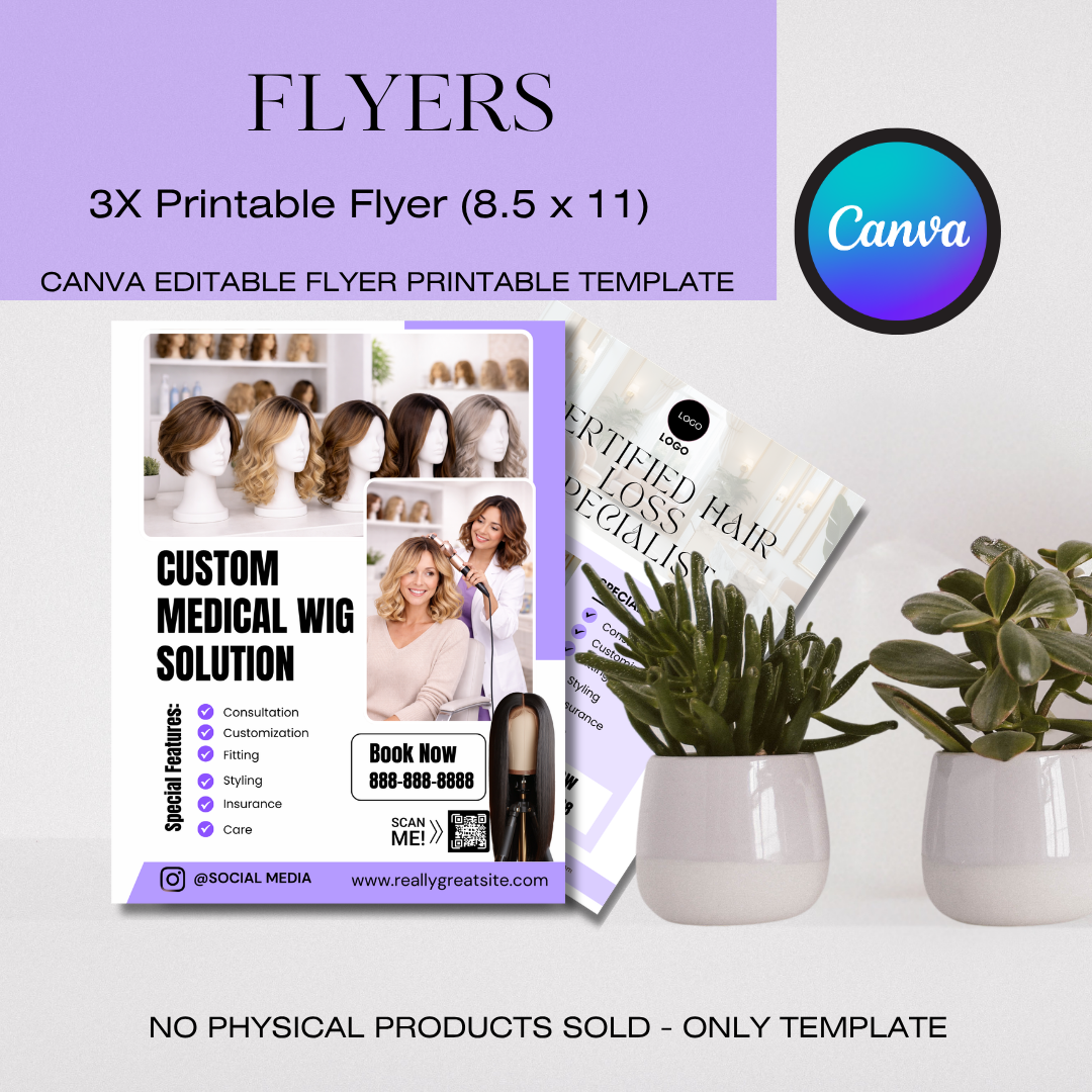 Cranial Prosthesis Specialist Ultimate Business Bundle | Editable Canva Template Kit / Custom Medical Wig Template / salon business Website