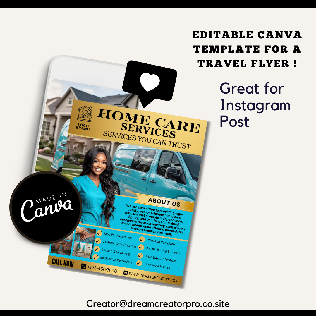 Home Care Service Flyer / DIY Home Care Service Flyer/ Canva Template 2026 / Medical Template / Medical flyer / Medical flyer Template / CNA