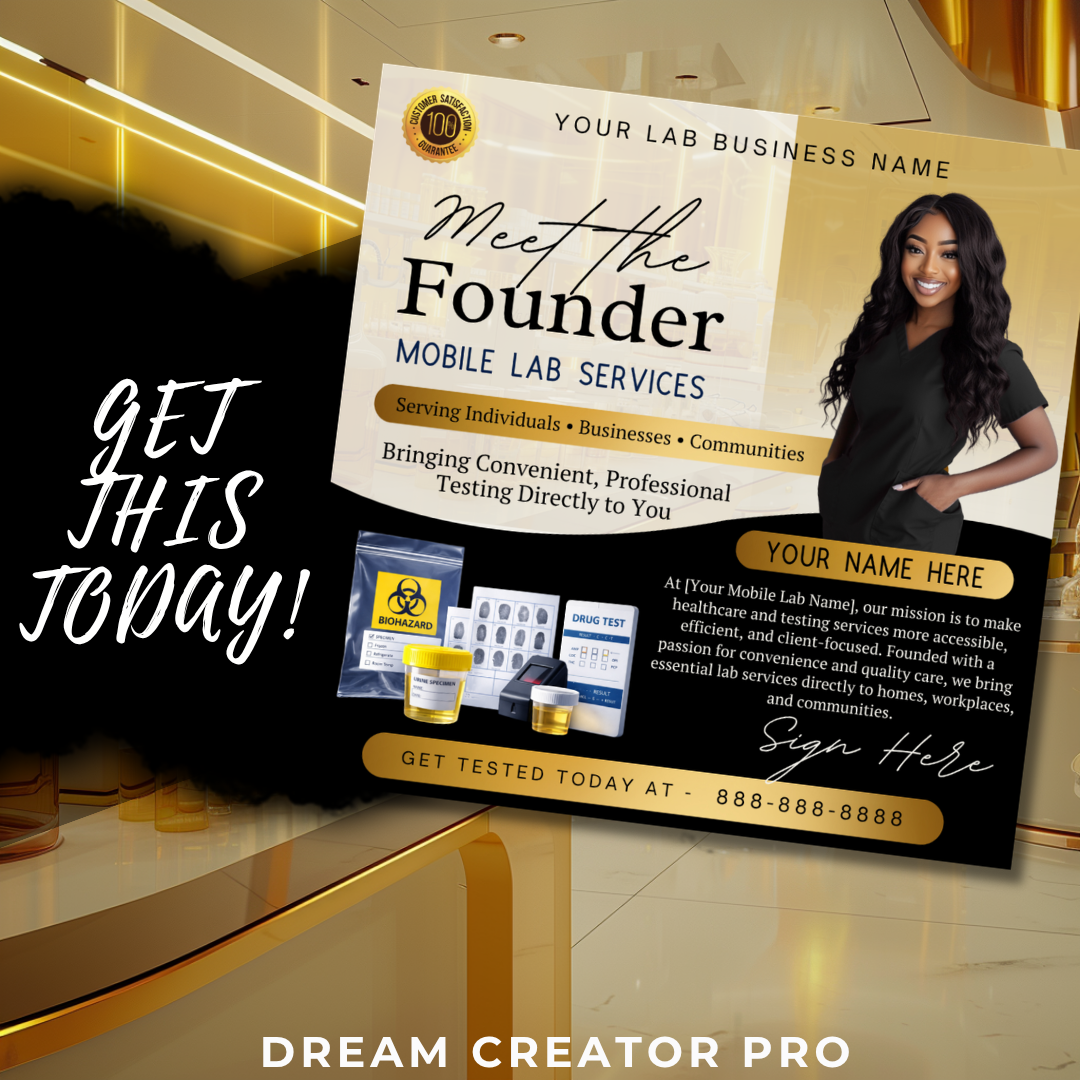Mobile Lab Meet The Founder Service Flyer / DIY Medical Mobile Lab Service Flyer/ Mobile Lab Concierge / Meet The Ceo / Medical flyer