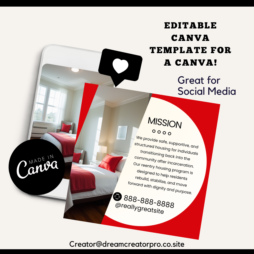 Reentry Program Canva Templates | Instagram Flyer Bundle | Editable Social Media for Nonprofits, Prisoner Support, Housing Services