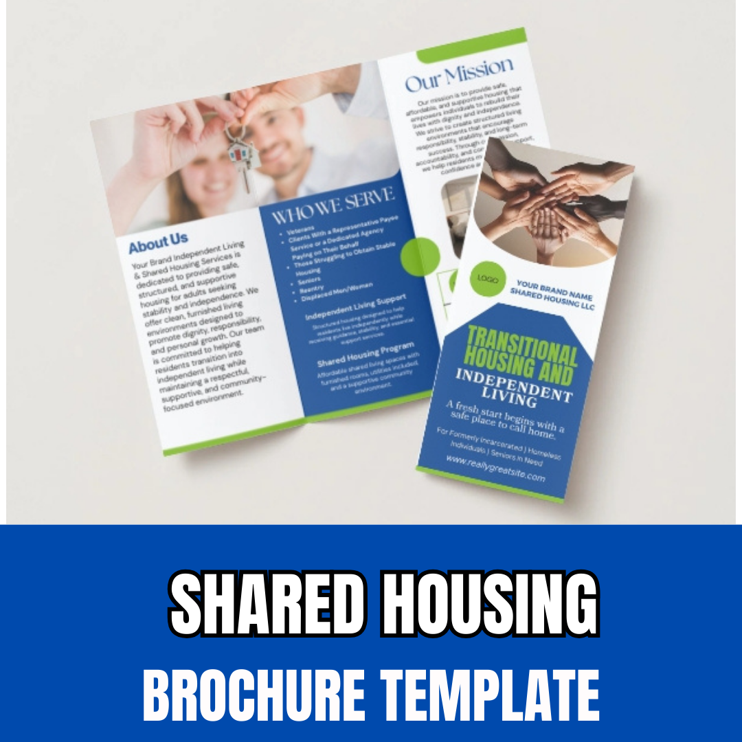 Transitional Housing Brochure Template Canva | Shared Housing Independent Living Marketing | Reentry