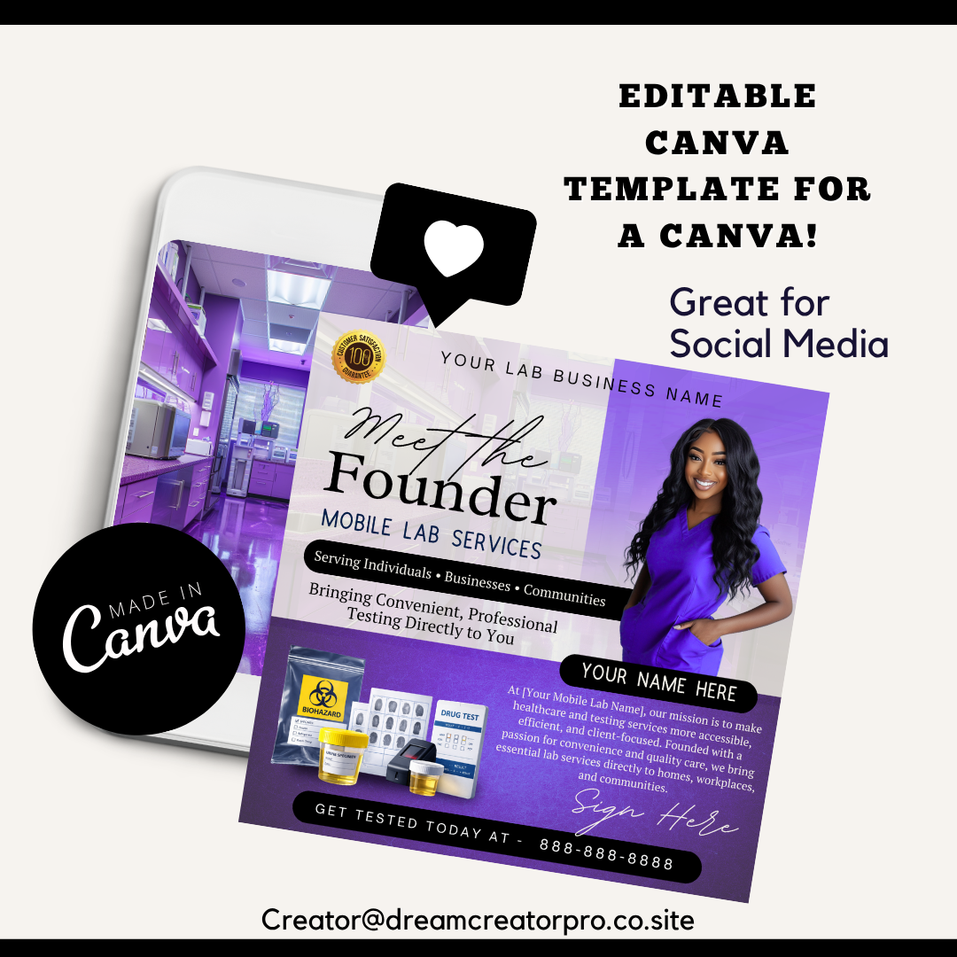 Mobile Lab Meet The Founder Service Flyer / DIY Medical Mobile Lab Service Flyer/ Mobile Lab Concierge / Meet The Ceo / Medical flyer (Copy)