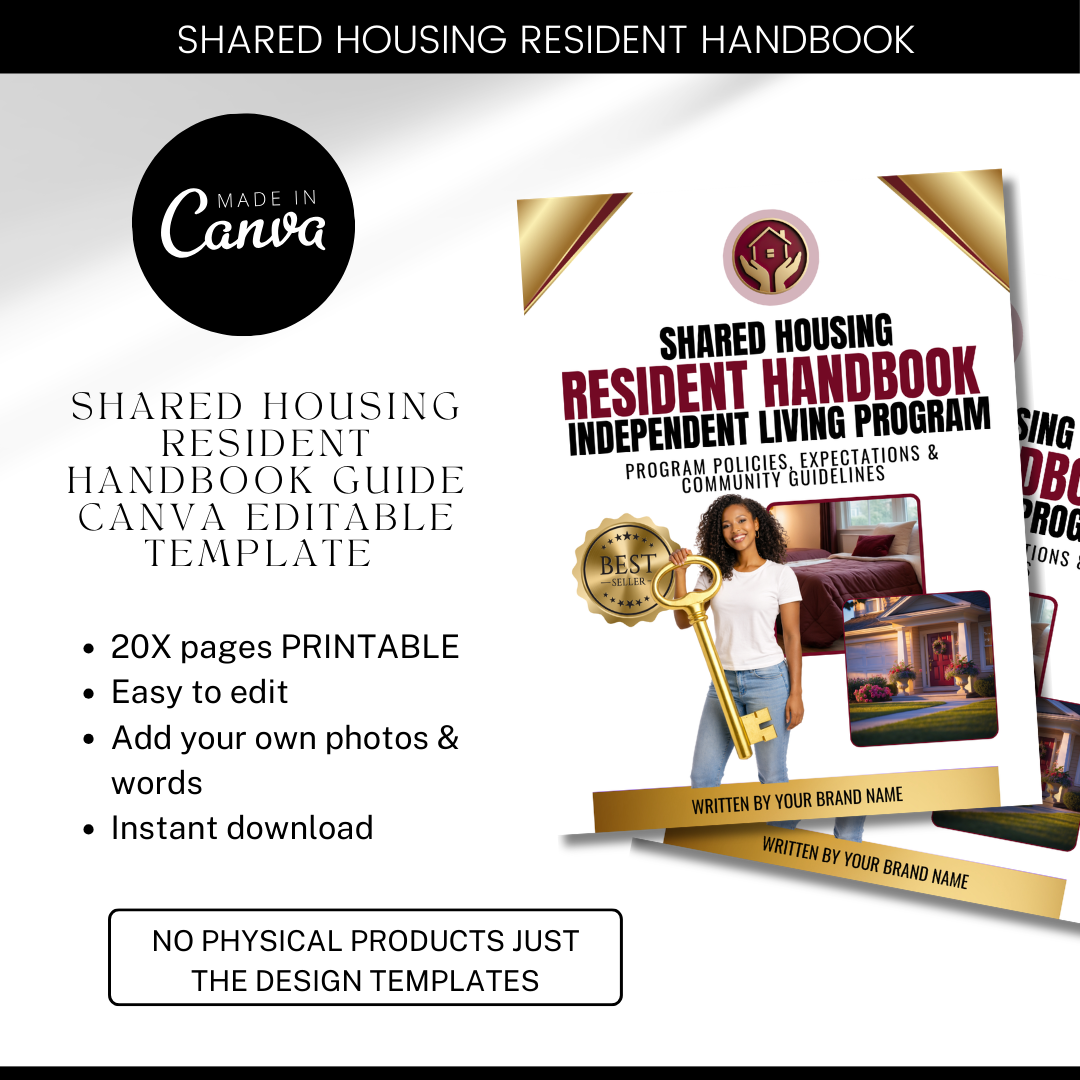 Shared Housing Resident Handbook Template | Transitional Housing Program Manual | Independent Living Program Policies | Editable Canva Handbook