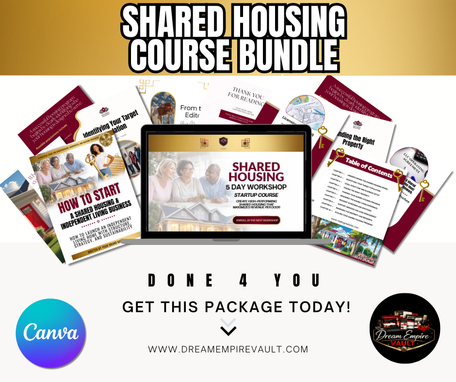 Shared Housing Course Canva Template Bundle | Ebook and Website Template for Independent Living Program Training