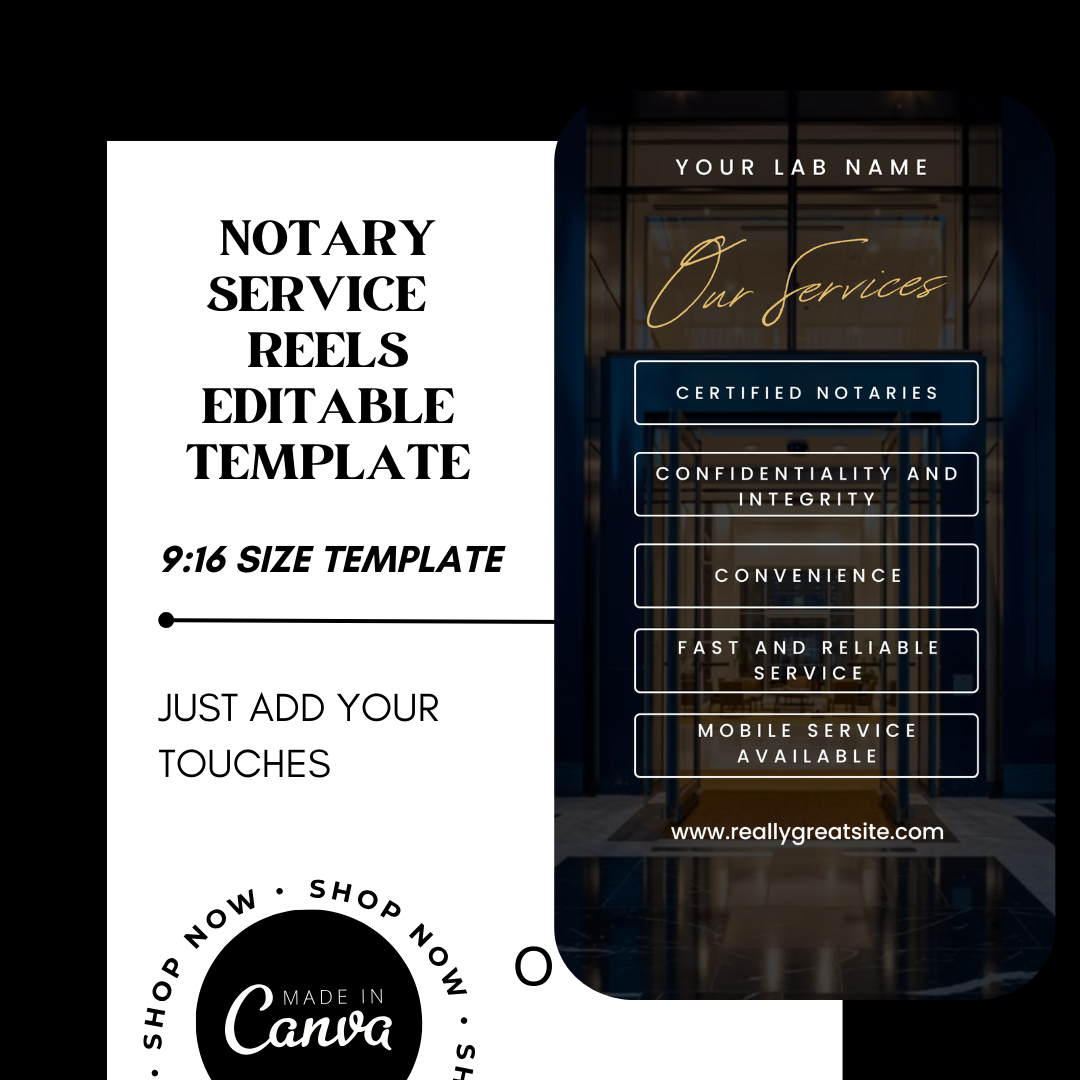 Mobile Notary Reels Templates | Notary Service Instagram Reels | Notary Marketing Content | Canva Editable Video Templates | Digital Download