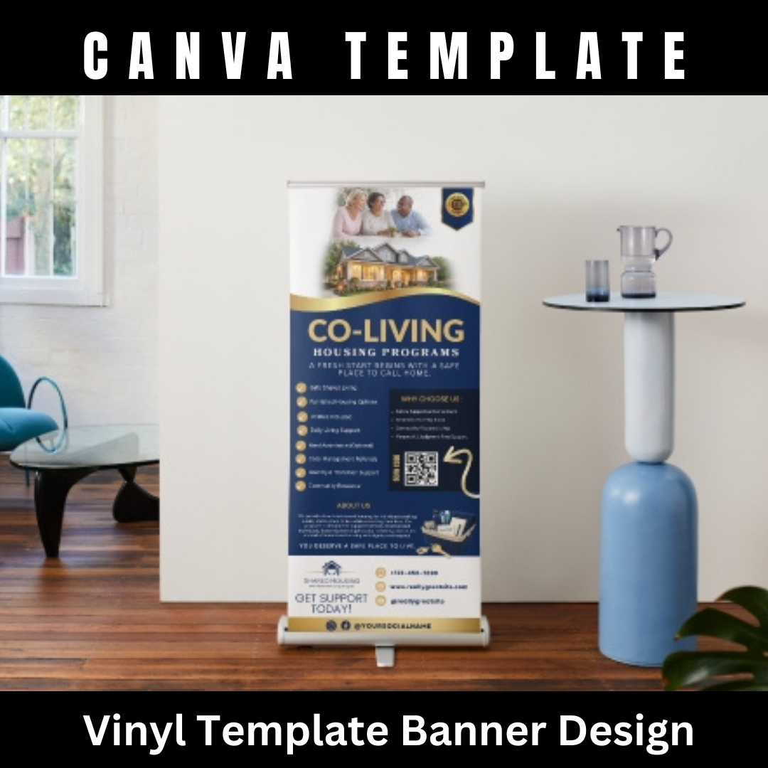 Shared Housing Retractable Banner Template | Co-Living Business Banner Canva Template | Independent Living Marketing Display | Real Estate Workshop Banner Set