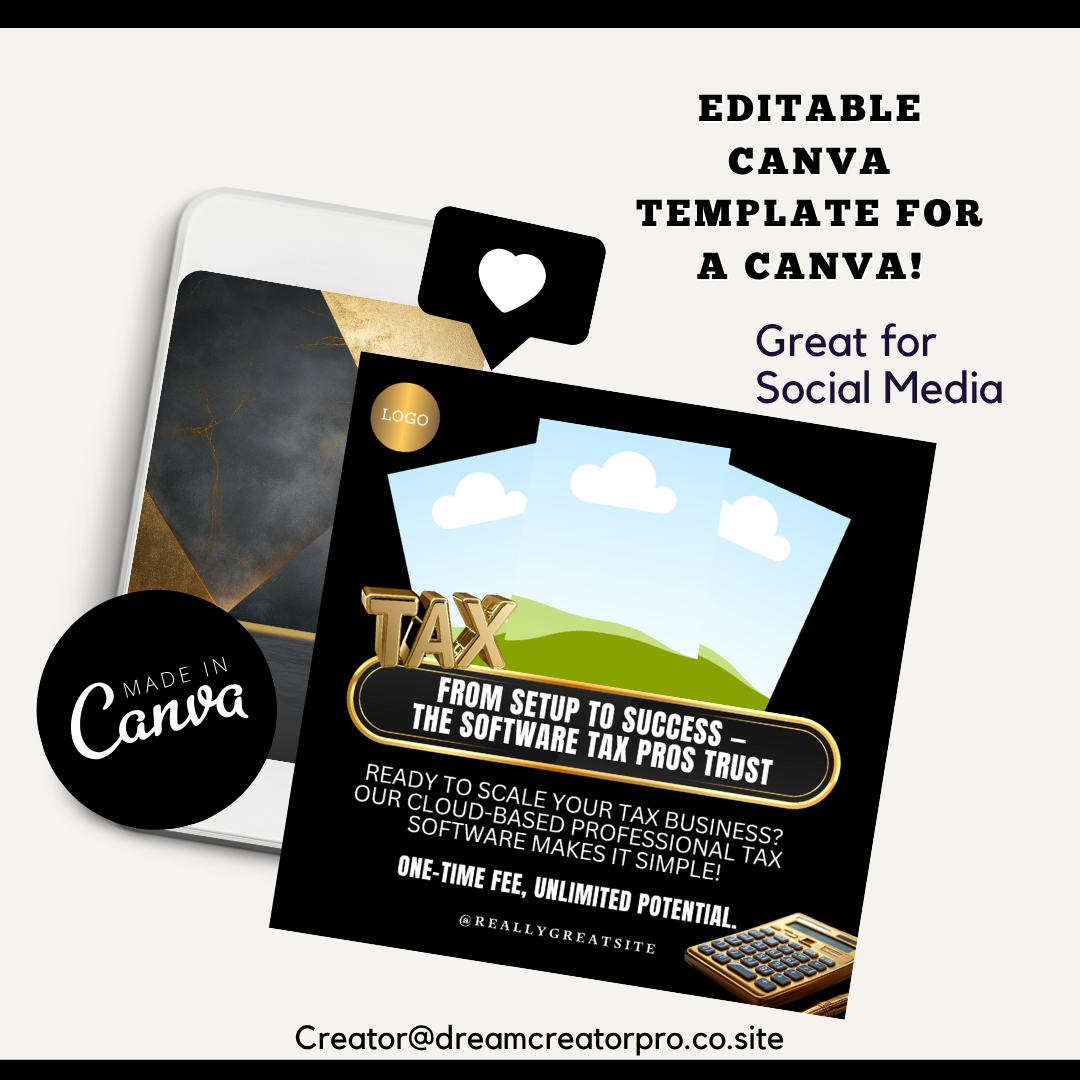 Tax Software Instagram Post Template Bundle | 4 Editable Canva Posts for Tax Prep & E-Filing Businesses / software promo / tax ig posts