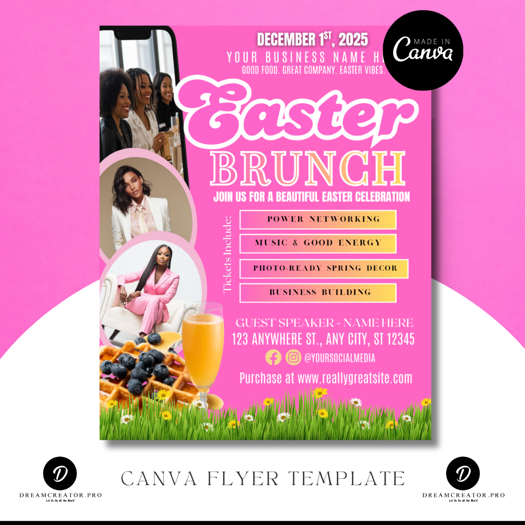 Easter Brunch Flyer Template | Editable Easter Event Flyer | Spring Brunch Invitation | Easter Sunday Brunch Poster | Canva Template (Copy)
