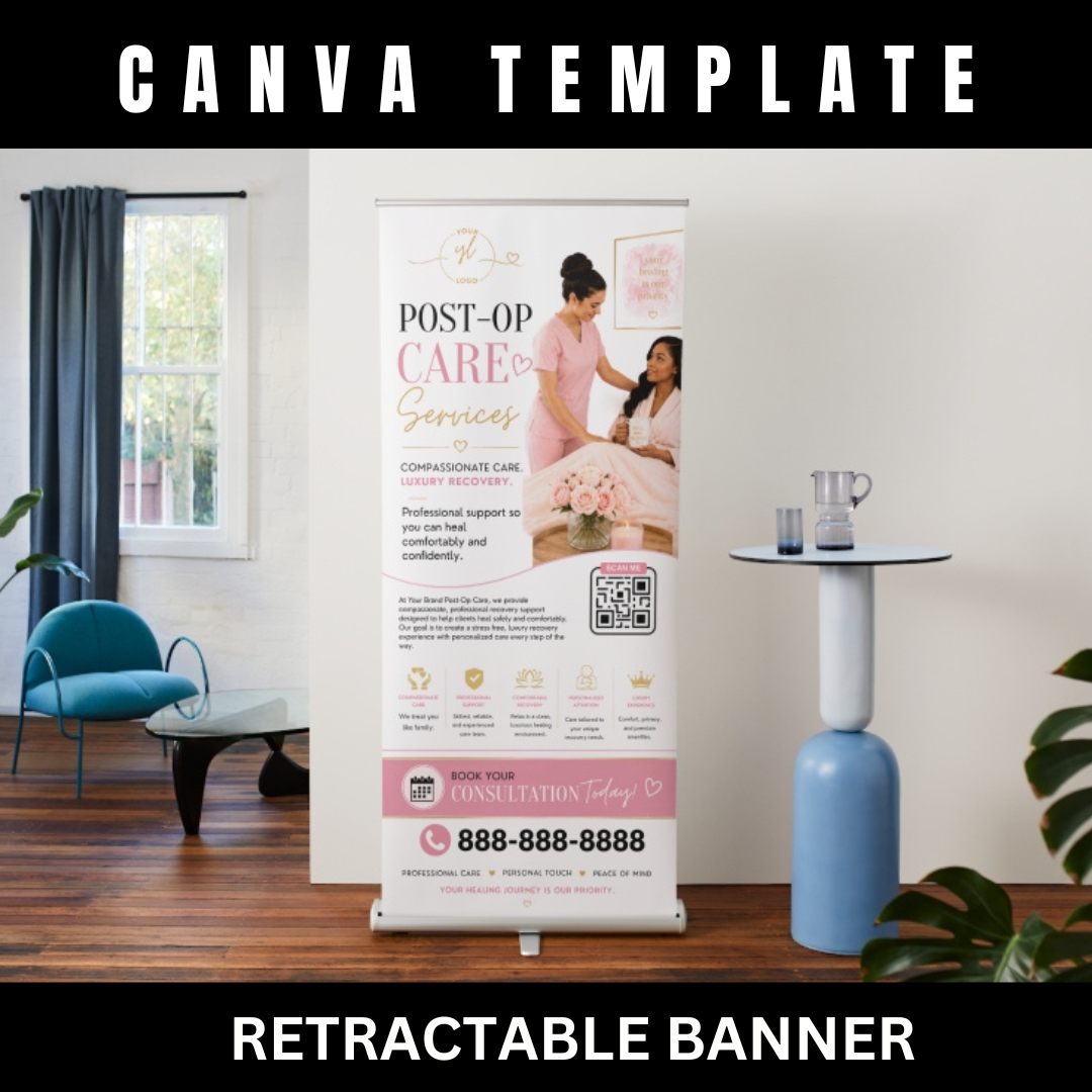 Post Op Care Canva Template Bundle | Luxury Recovery Business Branding Kit | Editable Website, Flyers, Brochure & Social Media Templates