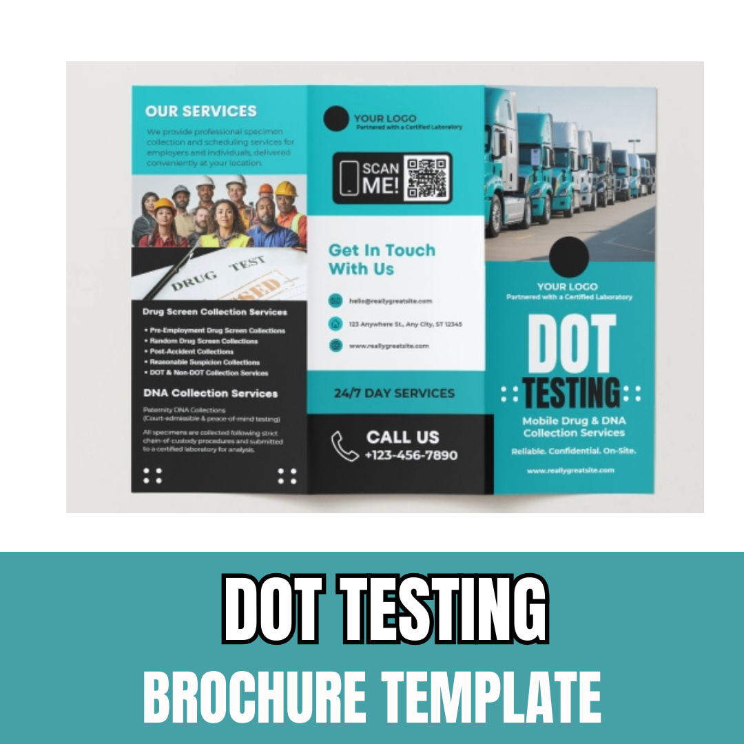 DOT Drug Testing Brochure Template | Mobile Drug & Alcohol Collection Services | Non-DOT Testing Flyer | Canva Editable Business Brochure