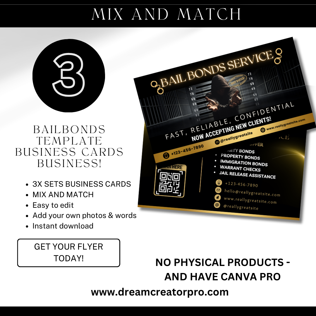 Bail Bonds Service Business Cards / Background Check Video / Verification / Bail Bond Agency Cards / Warrant Check / Security Services / IG