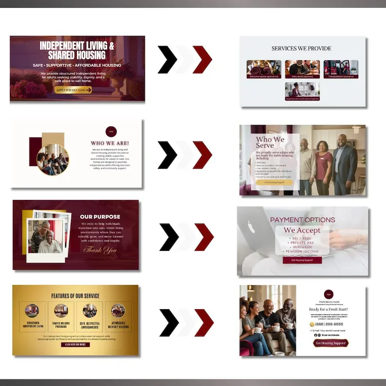 Independent Living Shared Housing Website Template | Editable Canva Site for Transitional Housing, Reentry & Support Services (Copy)