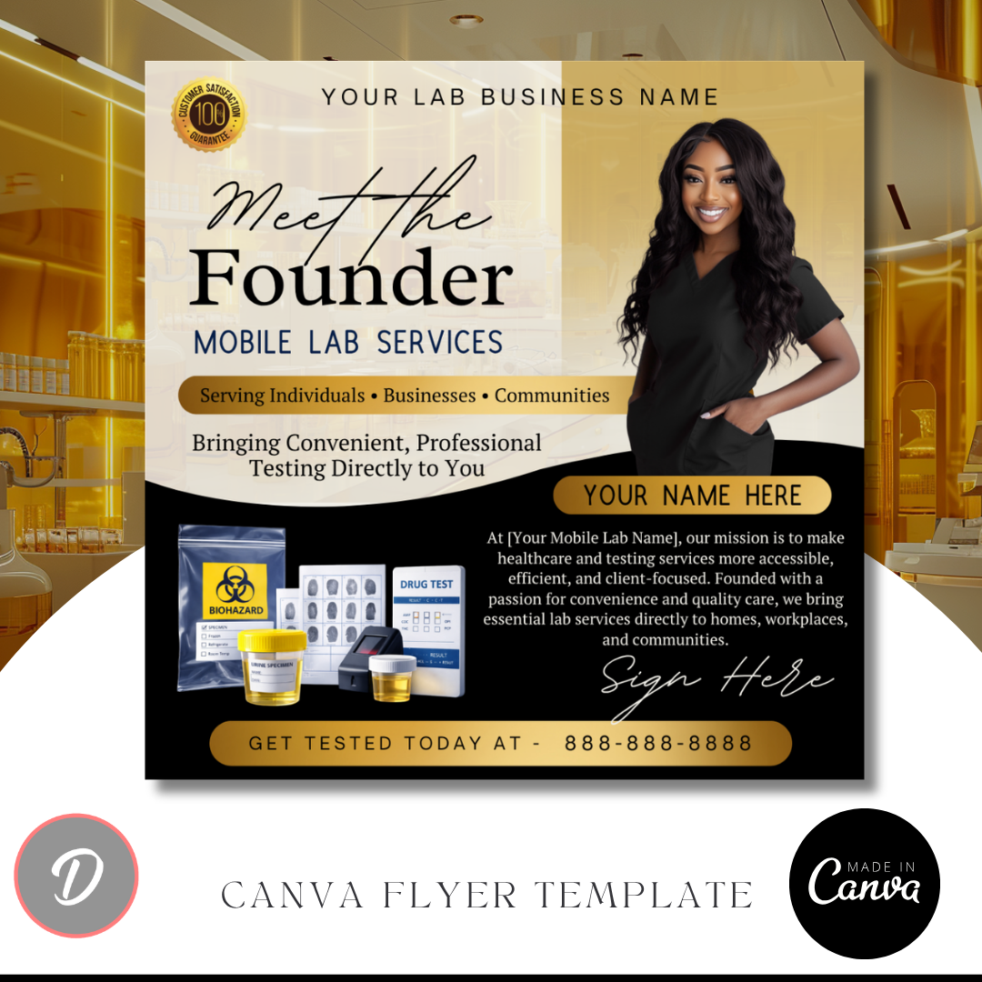 Mobile Lab Meet The Founder Service Flyer / DIY Medical Mobile Lab Service Flyer/ Mobile Lab Concierge / Meet The Ceo / Medical flyer