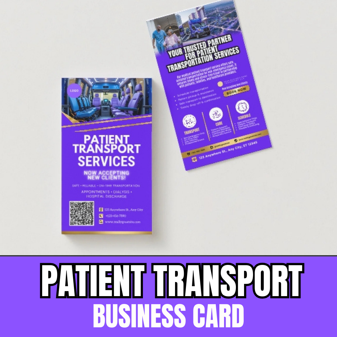 Medical Transport Business Card Template | Non Emergency Patient Transport Canva Card | NEMT Transportation Design