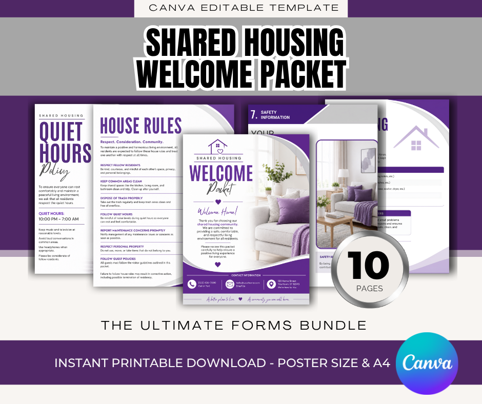 Shared Housing Welcome Packet Template Canva | Resident Handbook | Transitional Housing Forms | Group Home Welcome Guide | Housing Program