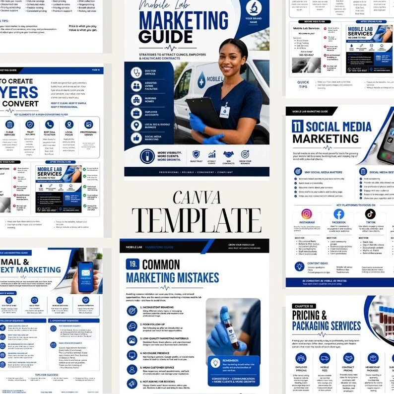 Mobile Lab Marketing Guide Canva Template | Phlebotomy Business Ebook | Mobile Lab Startup Guide | Healthcare Marketing Strategy Workbook