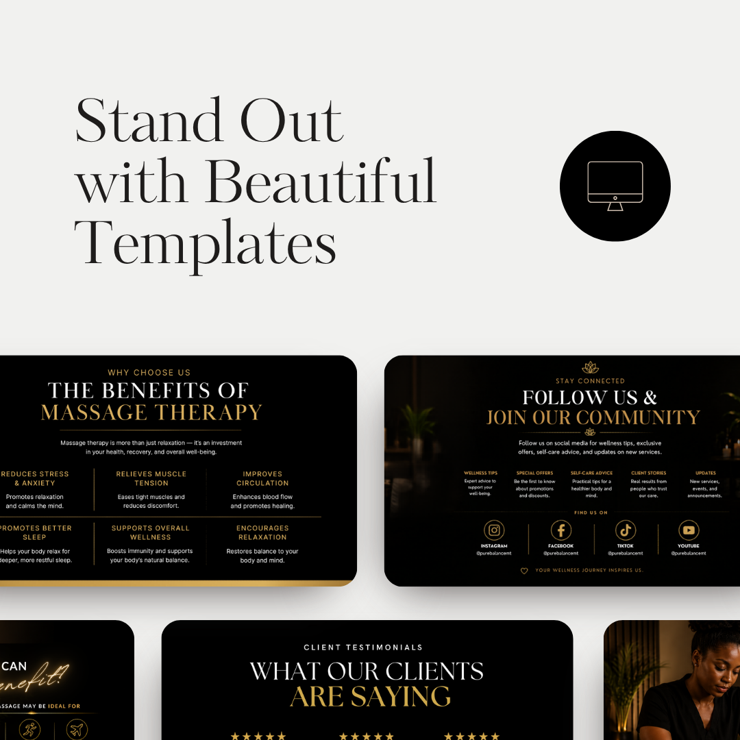 Massage Therapy Website Template | Spa Website Canva Template | Massage Business Website Design | Wellness Landing Page | Editable Canva Website