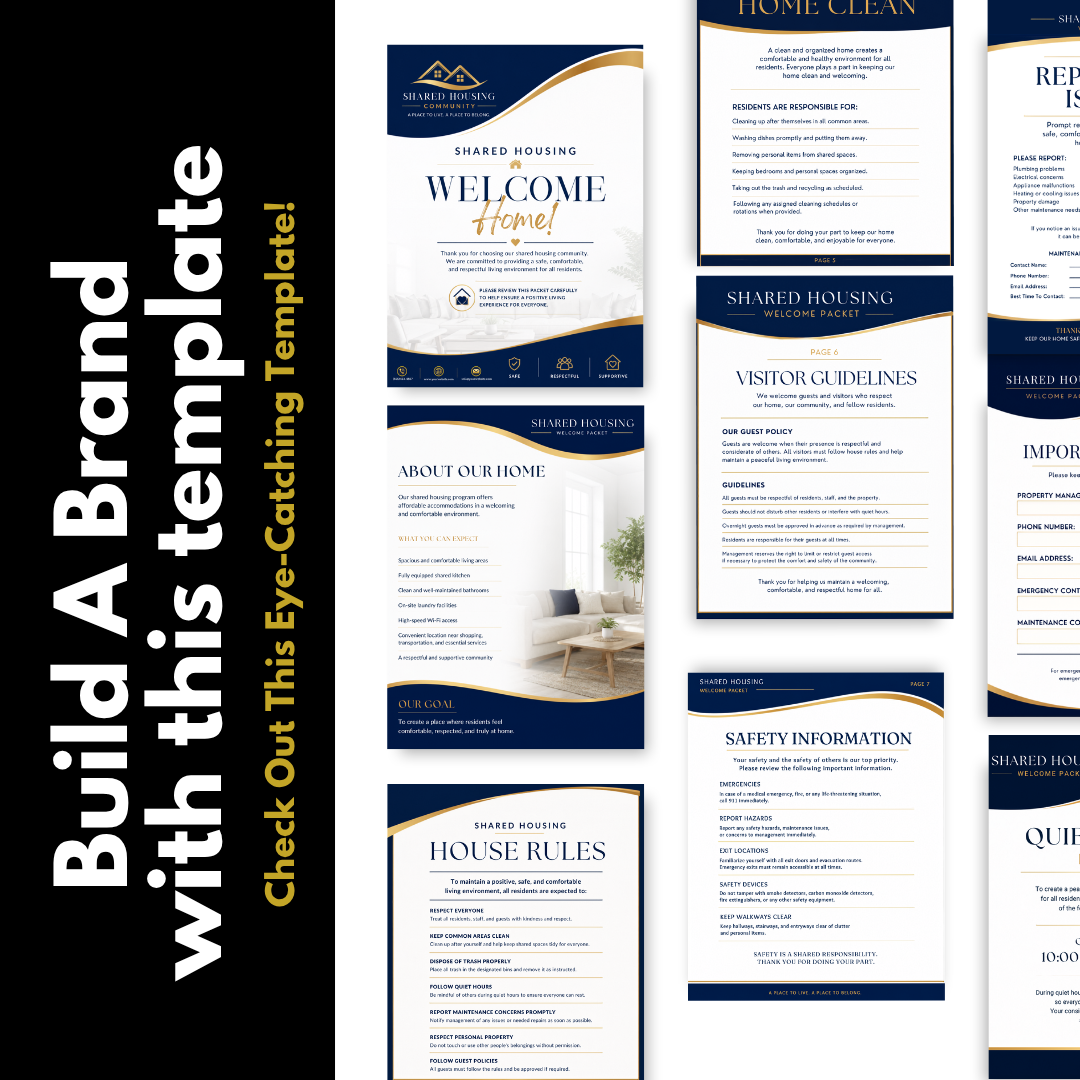 Shared Housing Welcome Packet Template Canva | Resident Handbook | Transitional Housing Forms | Group Home Welcome Guide | Housing Program