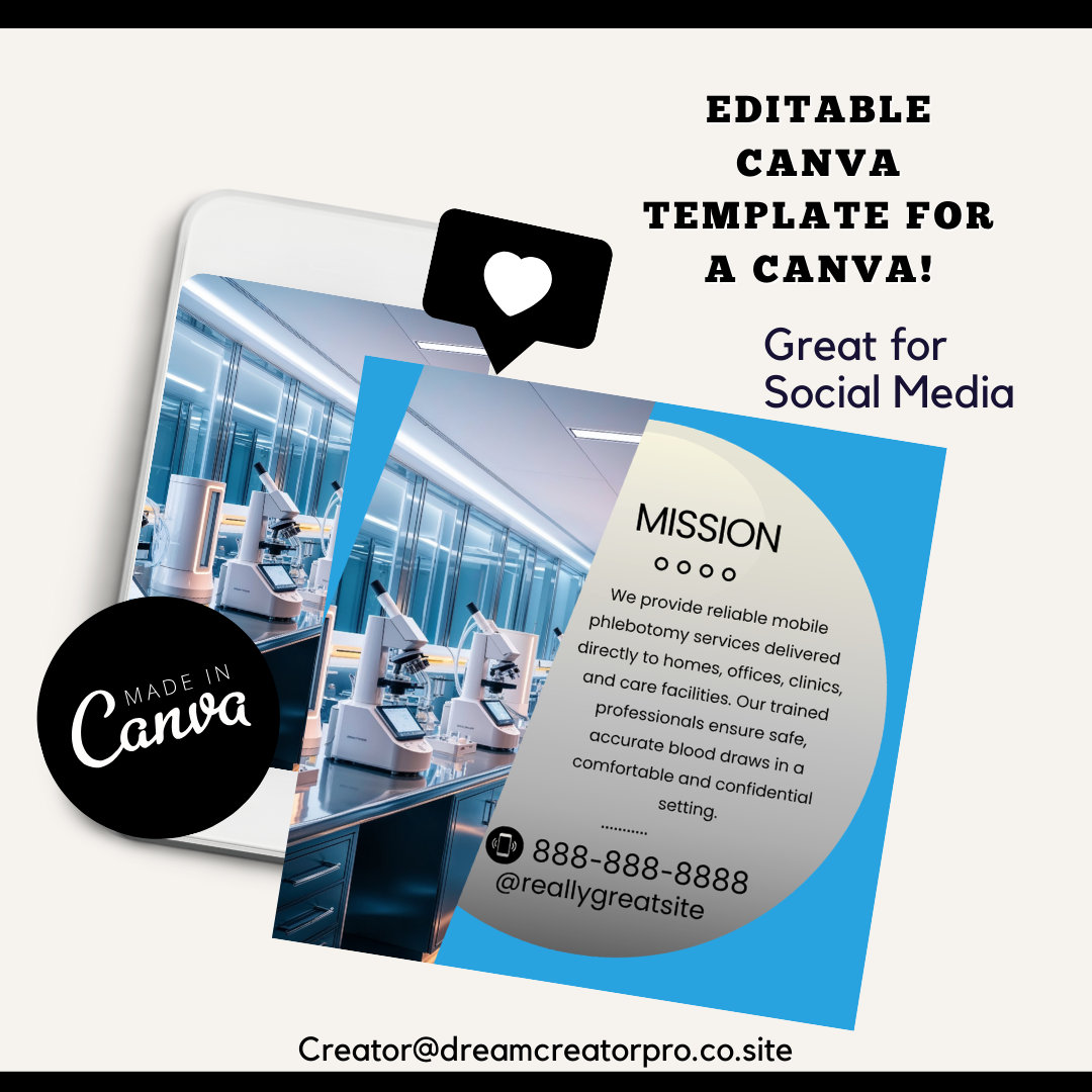 Phlebotomy Canva Flyer Bundle | Gold & Black Editable Templates for Blood Draw Services, Mobile Lab, Specimen Collection, Healthcare