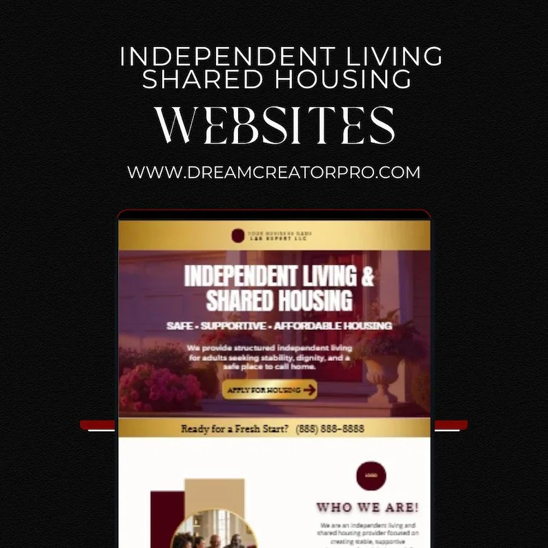 Independent Living Shared Housing Website Template | Editable Canva Site for Transitional Housing, Reentry & Support Services (Copy)