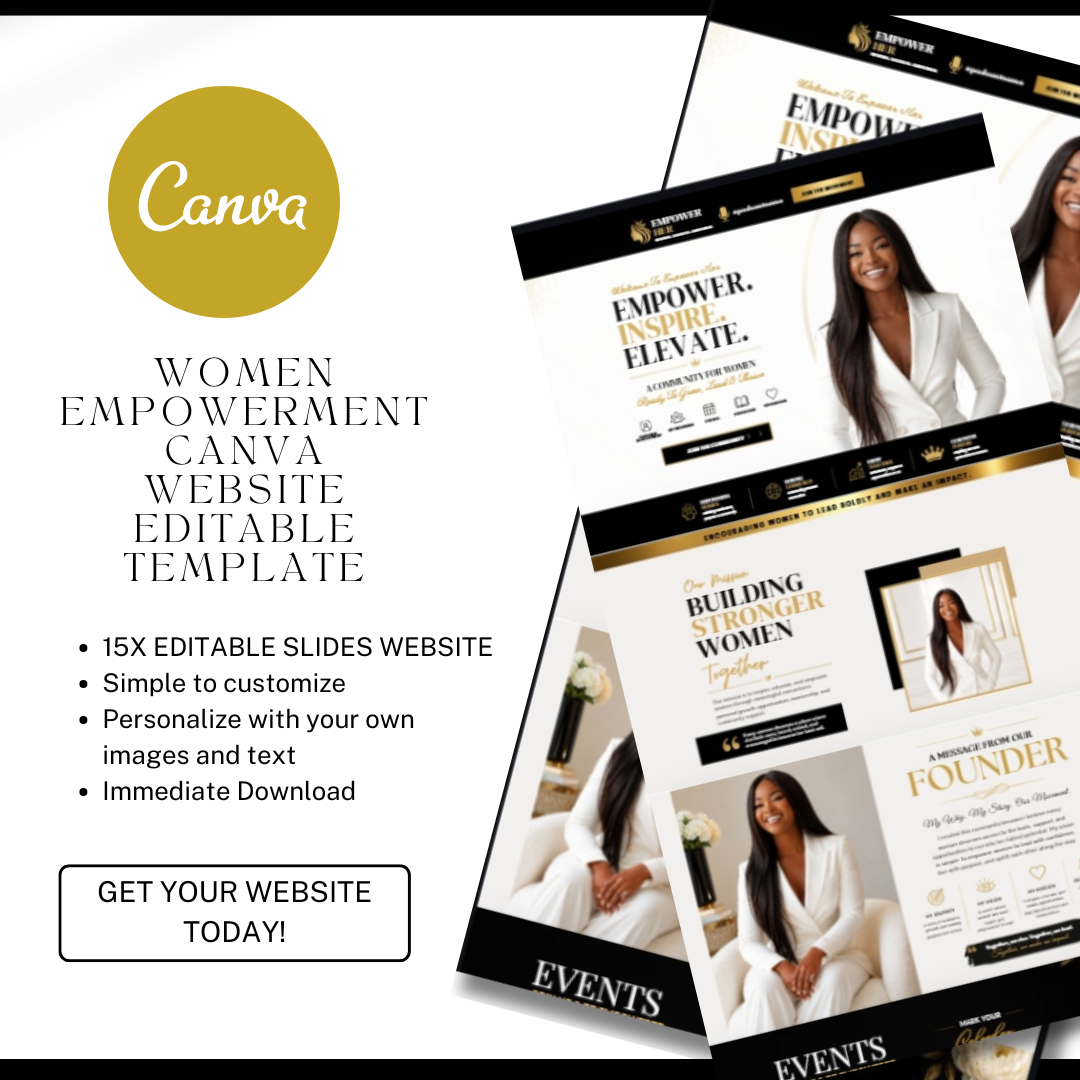 Women Empowerment Website Template | Women's Leadership Canva Website | Community Organization Website | Editable Canva Design